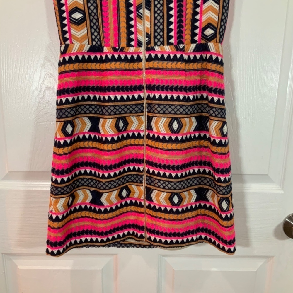 Alice & Trixie Embroidered Neon Pink Aztec Strapless Mini Dress Size XS - Picture 8 of 11